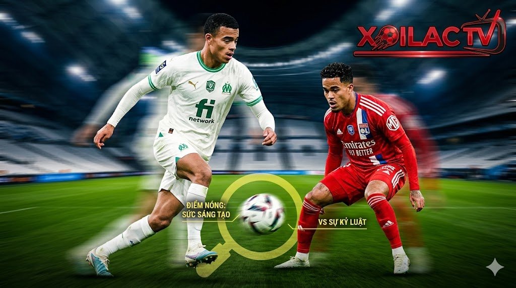 Điểm nóng chiến thuật Marseille vs Lyon: Pha đi bóng kỹ thuật của Mason Greenwood đối mặt với sự kỷ luật trong phòng ngự của Justin Kluivert bên hành lang cánh.