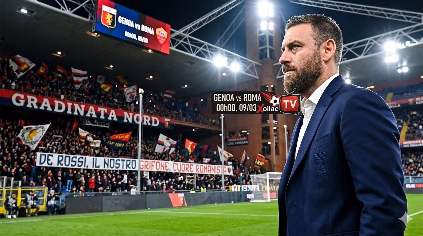 HLV Daniele De Rossi của Genoa đầy cảm xúc bên đường biên sân Luigi Ferraris trong ngày đối đầu đội bóng cũ AS Roma.