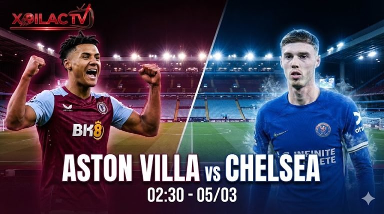 Ảnh đại diện nhận định bóng đá Aston Villa vs Chelsea ngày 05/03 tại Xoilac TV. Hình ảnh đối đầu giữa tiền đạo Ollie Watkins và Cole Palmer tại sân Villa Park.