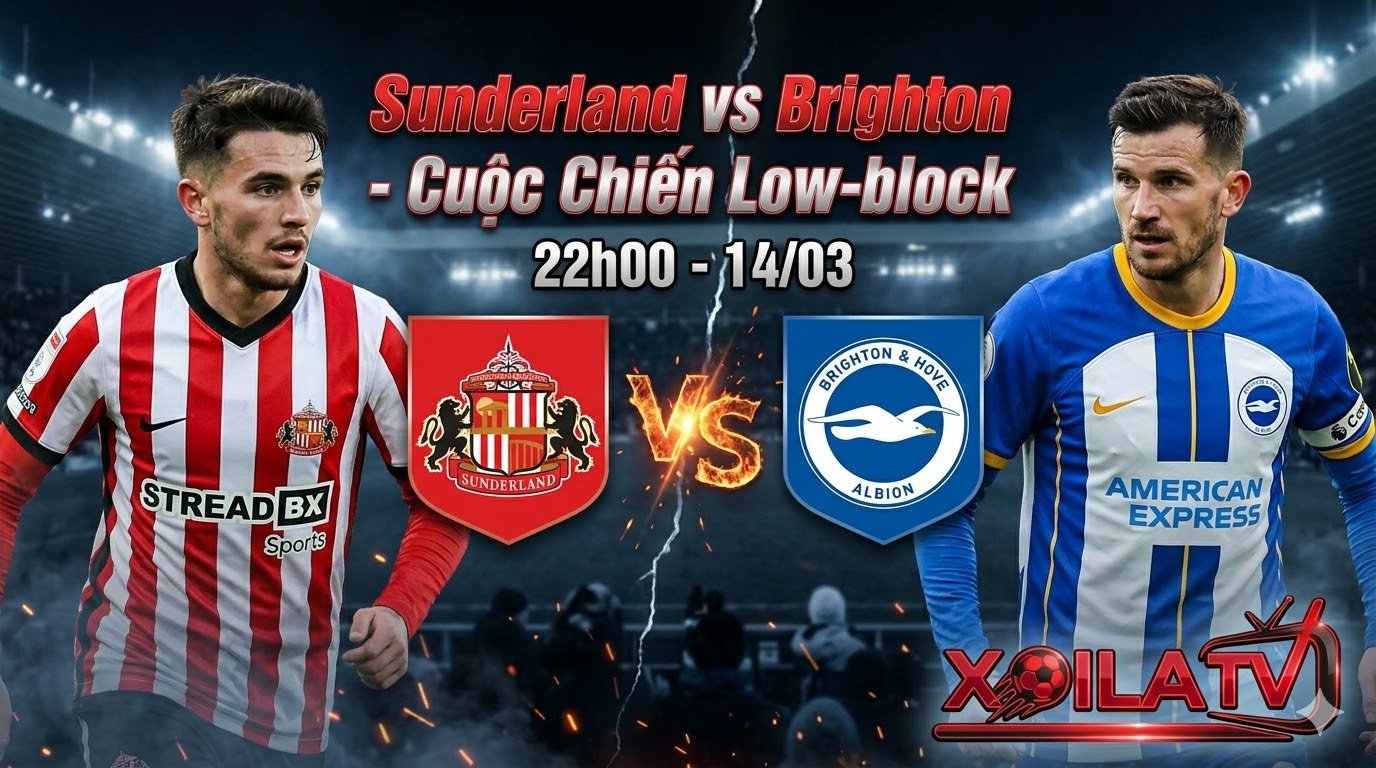 Nhận định tỷ số, phân tích chiến thuật trận đấu Sunderland vs Brighton lúc 22h00 ngày 14/03 vòng 30 Ngoại Hạng Anh từ chuyên gia Xoilac TV.