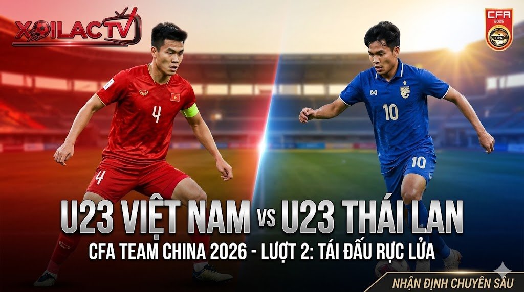 Nhận định chiến thuật trận U23 Việt Nam vs U23 Thái Lan tại giải CFA Team China 2026 trên Xoilac TV.