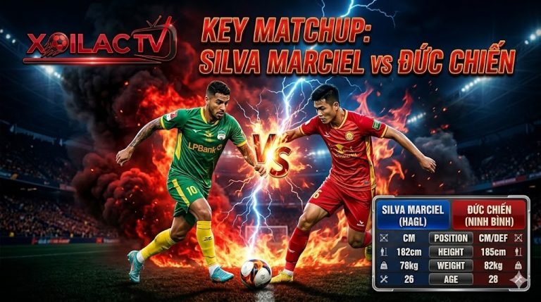 Điểm nóng trận HAGL vs Ninh Bình: Cuộc đối đầu nảy lửa ở tuyến giữa giữa ngoại binh Silva Marciel và máy quét Đức Chiến.