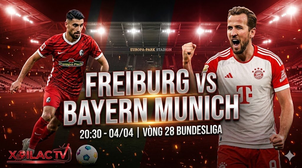 Bảng đồ họa nhận định bóng đá Freiburg vs Bayern Munich vòng 28 Bundesliga trên Xoilac TV