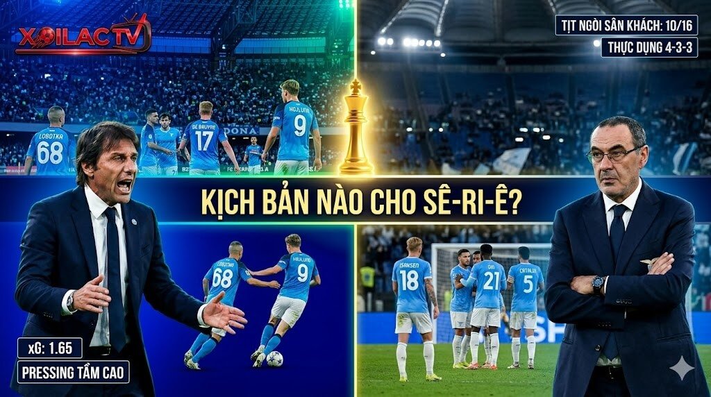 Nhận định bóng đá Napoli vs Lazio: Sự tương phản chiến thuật giữa lối đá pressing của HLV Antonio Conte và sự thực dụng của Maurizio Sarri.