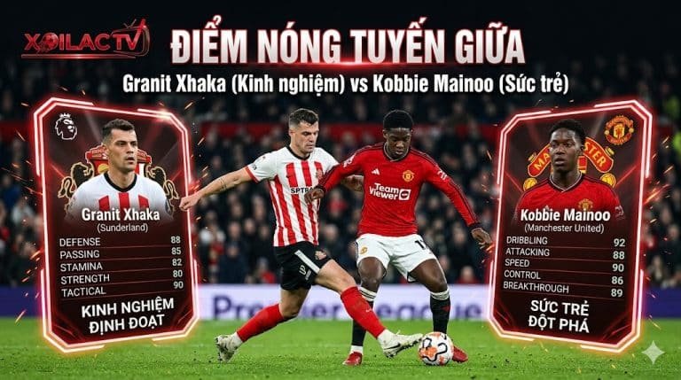 Điểm nóng tuyến giữa trận Sunderland vs MU: Kinh nghiệm của Granit Xhaka đối đầu sức trẻ Kobbie Mainoo