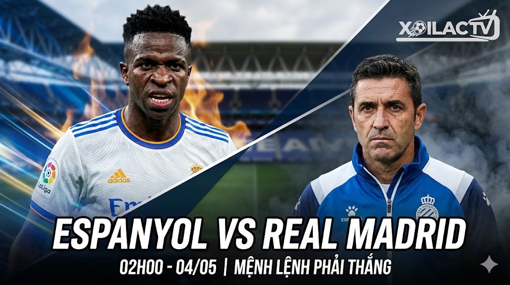 Hình ảnh nhận định Espanyol vs Real Madrid lúc 2h00 ngày 4/5: Trận chiến sinh tử quyết định ngôi vô địch La Liga.