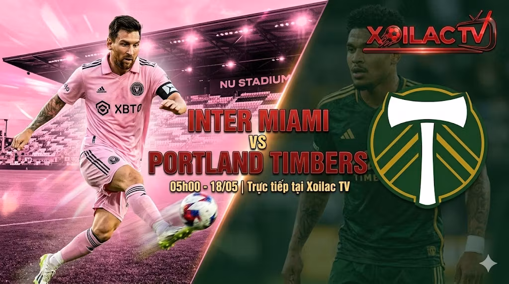 Ảnh bìa nhận định Inter Miami vs Portland Timbers với Lionel Messi tại Xoilac TV