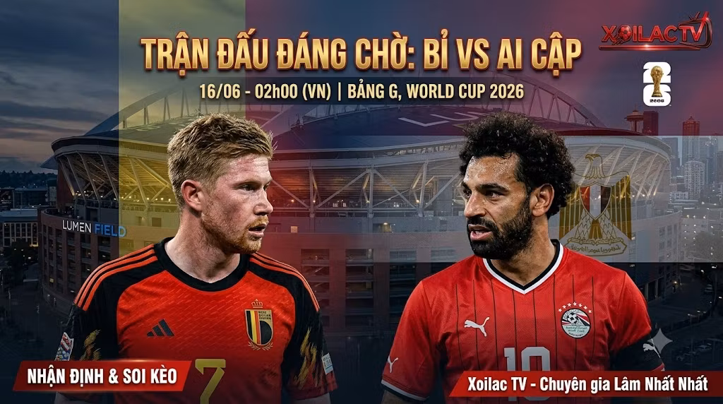 Nhận định và soi kèo trận đấu Bỉ vs Ai Cập tại bảng G World Cup 2026 chuẩn xác từ chuyên gia Xoilac TV.