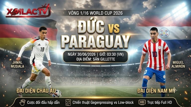 Nhận định Đức vs Paraguay vòng 1/16 World Cup 2026 - Phân tích chiến thuật trực tiếp bóng đá cùng Xoilac TV.