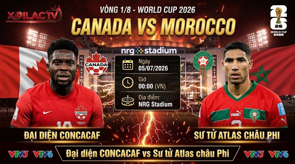 Nhận định Canada vs Morocco vòng 1/8 World Cup 2026 chi tiết cùng chuyên gia Xoilac TV.