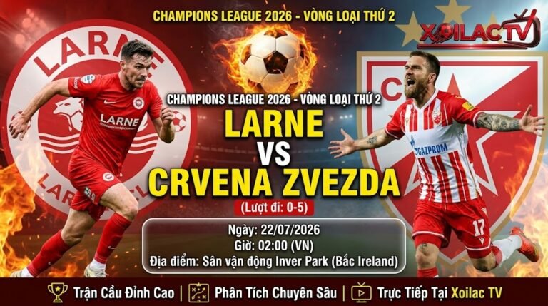 Nhan dinh soi keo Larne vs Crvena Zvezda vong loai Cup C1 tai Xoilac TV