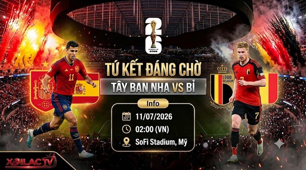 Nhận định Tây Ban Nha vs Bỉ trận tứ kết World Cup 2026 - Xoilac TV
